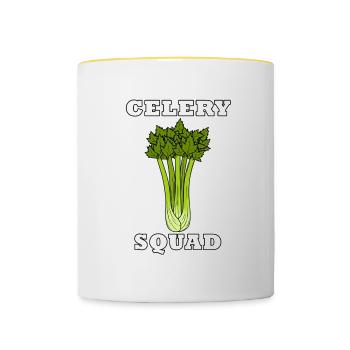 Celery Squad, légumes, poireaux, nourriture saine - Mug contrasté - blanc/jaune - Devant