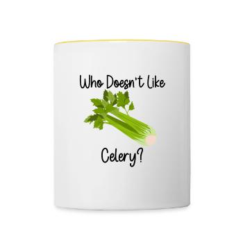 Citation ironique sur le céleri : Des légumes qui - Mug contrasté - blanc/jaune - Devant