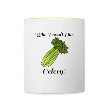 Qui aime les légumes au céleri et les aliments - Mug contrasté - blanc/jaune - Devant
