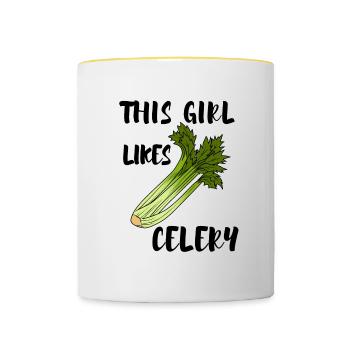 Gesundes Essen Ironisches Zitat Sellerie Lover - Tasse zweifarbig - Weiß/Gelb - Vorne