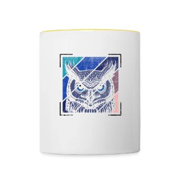 Nature Wildlife Owls Forest Animal Wilderness - Contrasting Mug - white/yellow - Front