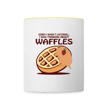 En pensant aux gaufres Delicious Waffle Chef - Mug contrasté - blanc/jaune - Devant
