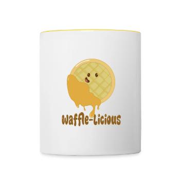 Waffle-Licious Ironic Cute Waffle Food Chef - Contrasting Mug - white/yellow - Front