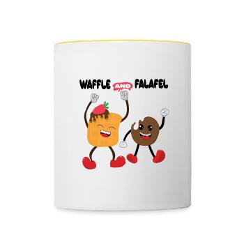 Waffle and Falafel Cute Food Mix - Contrasting Mug - white/yellow - Front