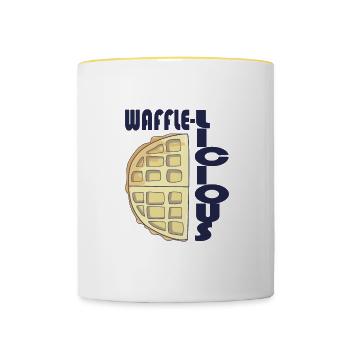 Waffle-Licious Ironic Waffel Lover Sirup für - Tasse zweifarbig - Weiß/Gelb - Vorne