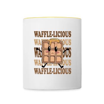 Waffle-Licious Lustiges Sprichwort Sirup Waffle - Tasse zweifarbig - Weiß/Gelb - Vorne