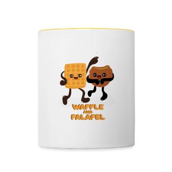 Waffle and Falafel Ironic Food Mix - Contrasting Mug - white/yellow - Front