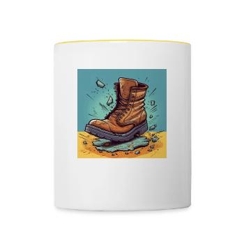 Broken boots - Contrasting Mug - white/yellow - Front