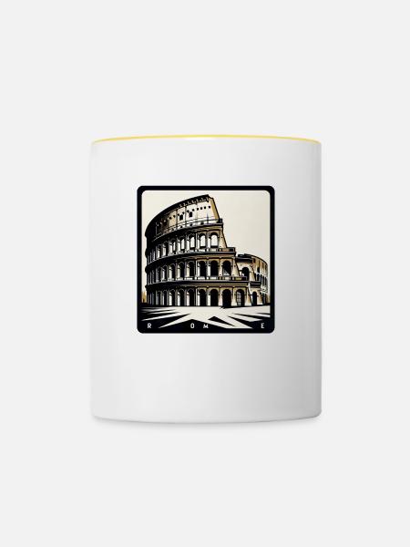 Kolosseum in Rom - Tasse zweifarbig - Weiß/Gelb