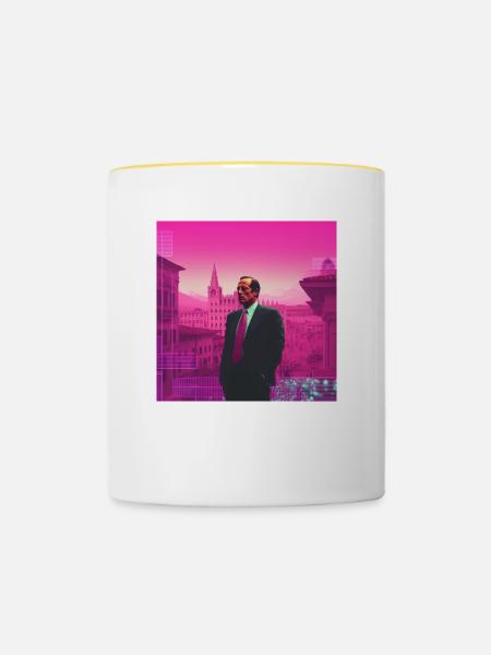 Italien Vaporwave - Tasse zweifarbig - Weiß/Gelb