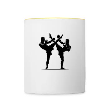 Muay Thai Fighter Design - Contrasting Mug - white/yellow - Front