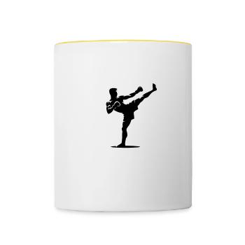 Kickboxing Kickboxer Illustration - Contrasting Mug - white/yellow - Front