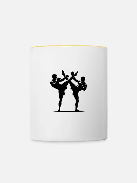 Kickboxen Kickboxer Sparring - Tasse zweifarbig - Weiß/Gelb