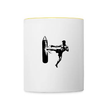 Kickboxing Kickboxer Kick - Contrasting Mug - white/yellow - Front