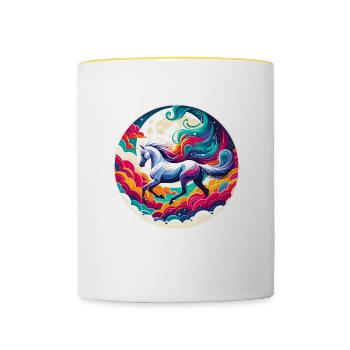 Art du cheval arabe - Mug contrasté - blanc/jaune - Devant