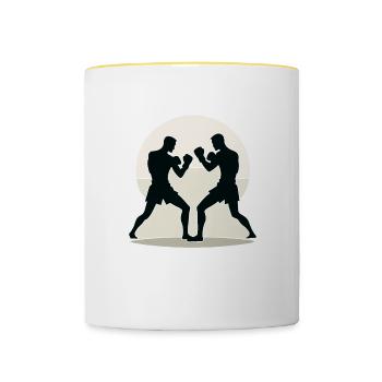 Muay Thai Fighter Design - Contrasting Mug - white/yellow - Front
