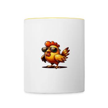 Drôle De Poulet Poulet Drôle Image - Mug contrasté - blanc/jaune - Devant