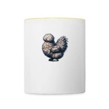 Funny Silkie Chicken Fluffy Chicken Silkie Hens - Contrasting Mug - white/yellow - Front