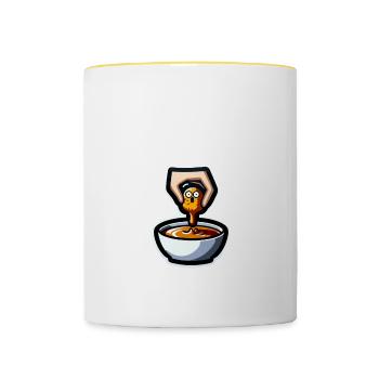 Croquettes de poulet Drôle Pépite de poulet Meme Pépite - Mug contrasté - blanc/jaune - Devant