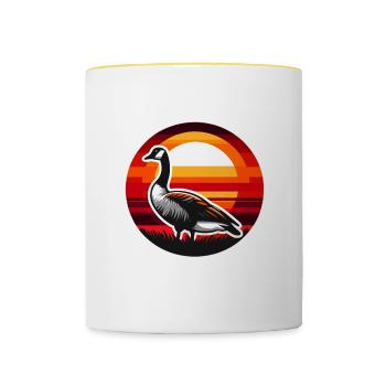 Kanadische Gans Sonnenuntergang Hintergrund - Tasse zweifarbig - Weiß/Gelb - Vorne