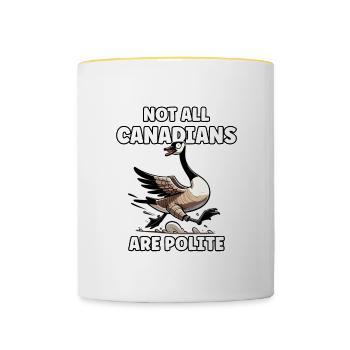Lustiges kanadisches Gans Zitat Kanada Meme - Tasse zweifarbig - Weiß/Gelb - Vorne