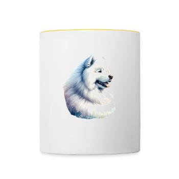 Samoyed Dog Gifts Cute Samoyed Dog Graphic - Contrasting Mug - white/yellow - Front