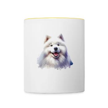 Samoyed Dog Gifts Cute Samoyed Dog Graphic - Contrasting Mug - white/yellow - Front