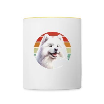 Samoyed Dog Gifts Cute Samoyed Dog Graphic - Contrasting Mug - white/yellow - Front