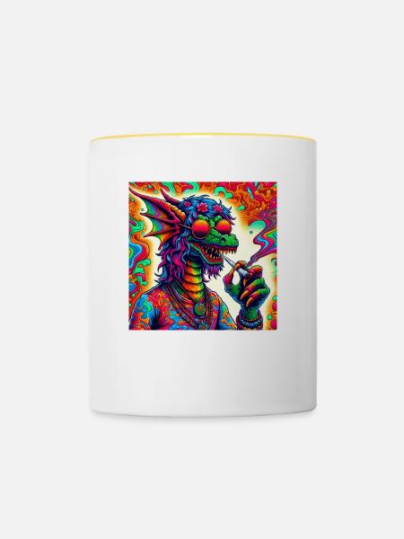 hippie Dragon - Tasse zweifarbig - Weiß/Gelb