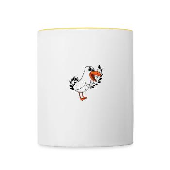 Nordsee Spruch Möwe - Tasse zweifarbig - Weiß/Gelb - Vorne