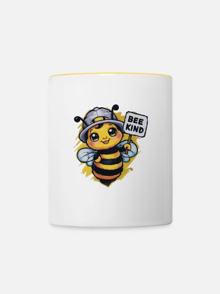 Bee Kind Biene - Tasse zweifarbig - Weiß/Gelb