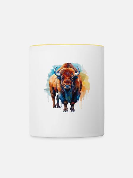Bison - Tasse zweifarbig - Weiß/Gelb