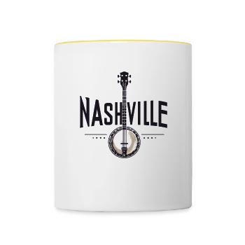 Banjo Guitar Bluegrass Music Nashville - Contrasting Mug - white/yellow - Front