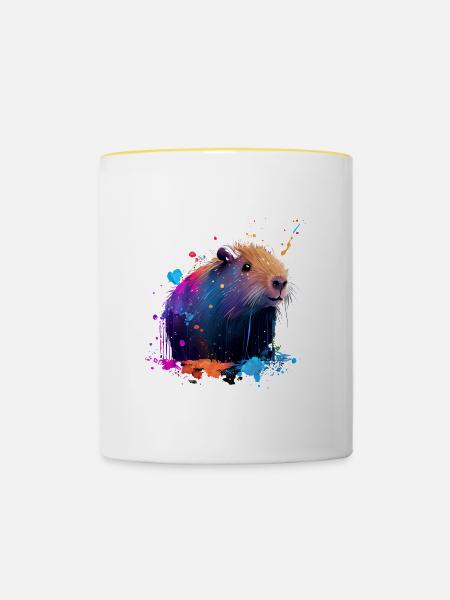 Wasserschwein - Tasse zweifarbig - Weiß/Gelb