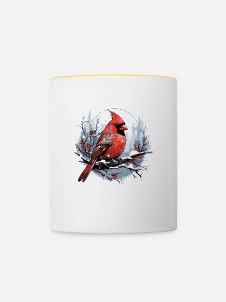 Rotkardinal Kardinal Vogel - Tasse zweifarbig - Weiß/Gelb