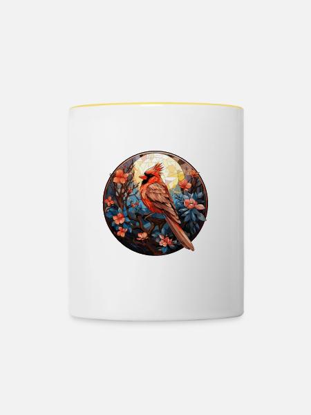 Rotkardinal Kardinal Vogel - Tasse zweifarbig - Weiß/Gelb