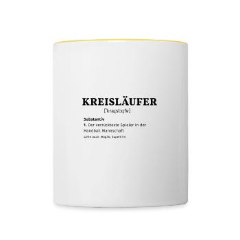Lustig Handball Kreisläufer - Tasse zweifarbig - Weiß/Gelb - Vorne