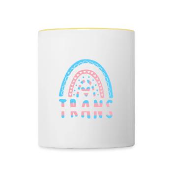 Trans Saying Trans Pride Transgender Rainbow - Contrasting Mug - white/yellow - Front
