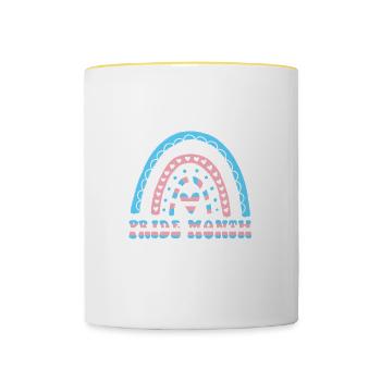 Happy Pride Month Transgender Regenbogen - Tasse zweifarbig - Weiß/Gelb - Vorne