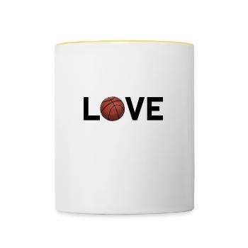 Aimer le basketball - Mug contrasté - blanc/jaune - Devant