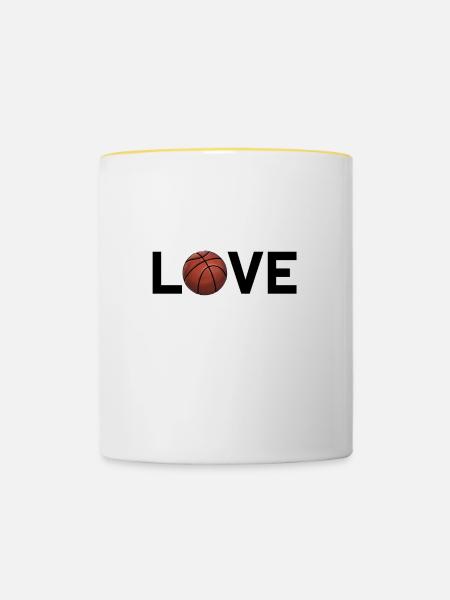 Love Basketball - Tasse zweifarbig - Weiß/Gelb