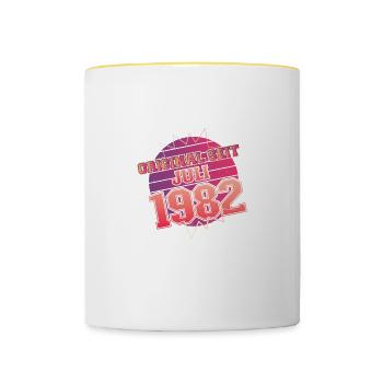 Juillet 1982 - Cadeau d’anniversaire 40. Allemand. - Mug contrasté - blanc/jaune - Devant