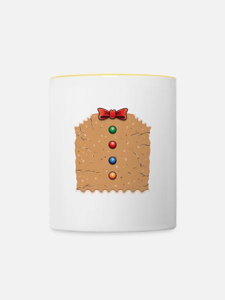 Lebkuchen Kostüm Halloween - Tasse zweifarbig - Weiß/Gelb