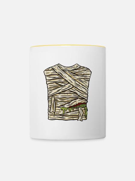 Mumie Kostüm Halloween - Tasse zweifarbig - Weiß/Gelb