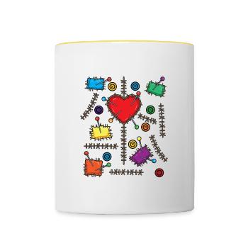 Costume de poupée vaudou Halloween - Mug contrasté - blanc/jaune - Devant