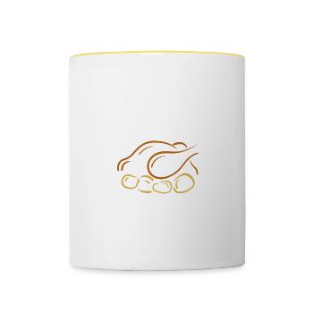 Klos Gänsebraten Braten Essen Geschenk - Tasse zweifarbig - Weiß/Gelb - Vorne