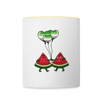 Pair of Watermelon Aromantic Pride - Contrasting Mug - white/yellow - Front