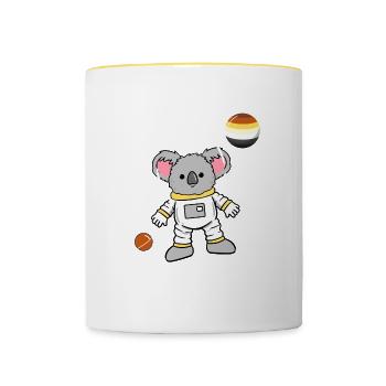 Koala Astronaut Gay Bear Pride - Tasse zweifarbig - Weiß/Gelb - Vorne