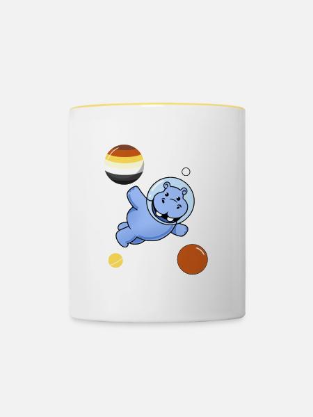 Nilpferd Astronaut Gay Bear Pride - Tasse zweifarbig - Weiß/Gelb