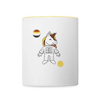 Unicorn Astronaut Gay Bear Pride - Contrasting Mug - white/yellow - Front